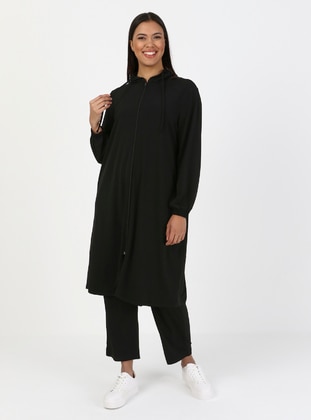 Black - Unlined - Plus Size Suit - Alia