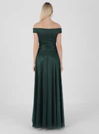 Fully Lined - Green - Boat neck - Evening Dresses