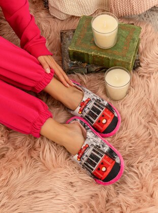 Sandal - Pink - Black - Home Shoes - Ayakkabı Outlet