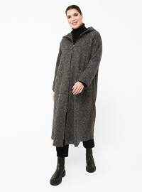 Gray - Multi - Fully Lined - Plus Size Overcoat