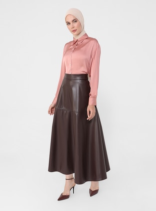 Brown - Unlined - Skirt - Refka