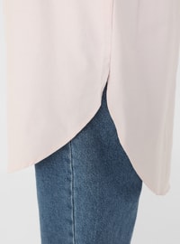 Pink - Point Collar - Cotton - Tunic