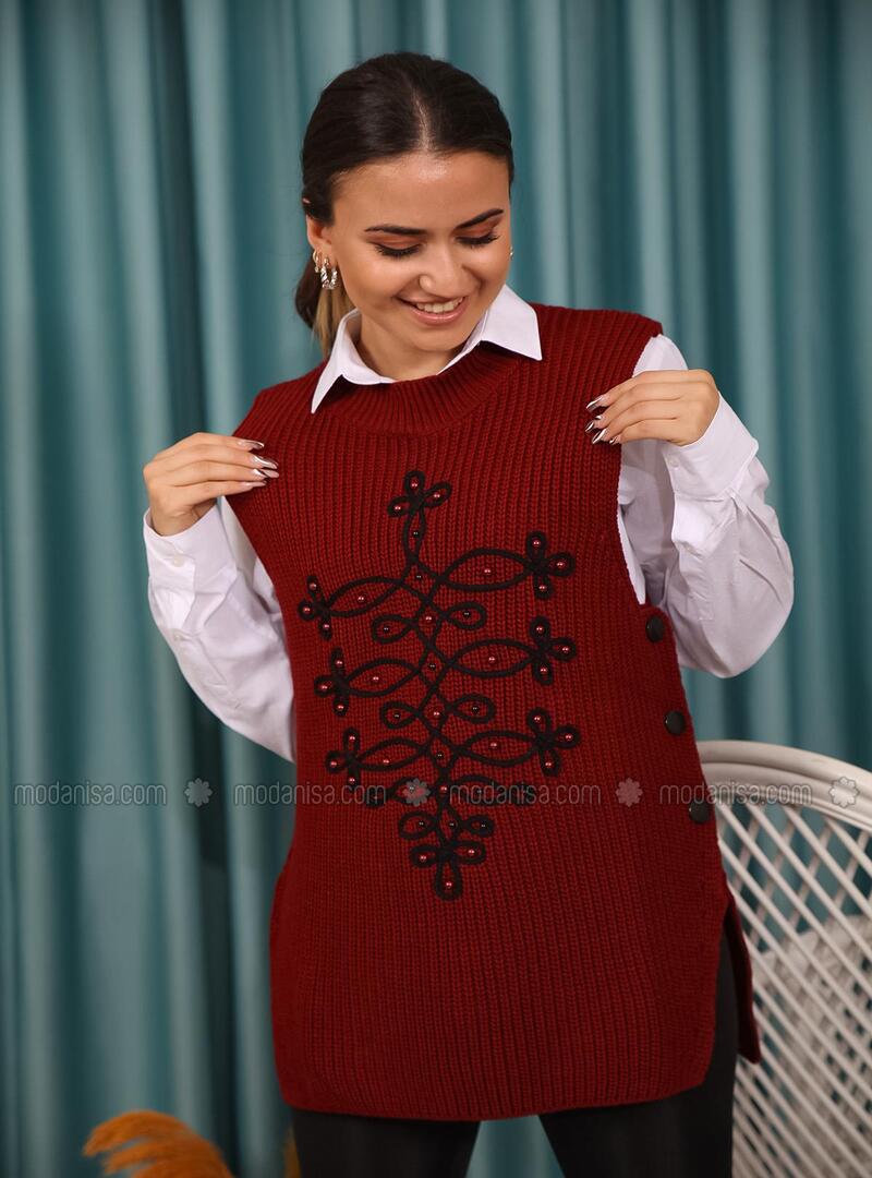 Maroon - Knit Sweater