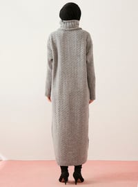 Gray - Unlined - Polo neck - Knit Dresses