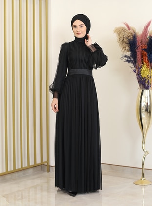 Fully Lined - Black - Crew neck - Evening Dresses - Fashion Showcase Design