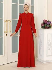 Red - Fully Lined - Modest Dress - DressLife