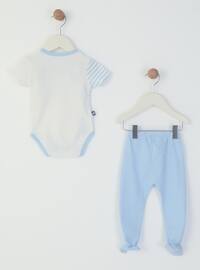 Crew neck - Unlined - Ecru - Blue - Baby Suit