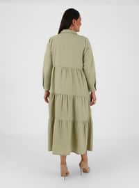 Plus Size Voluminous Basic Woven Modest Dress Thyme