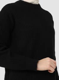 Black - Crew neck - Unlined - Knit Tunics