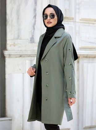  - Unlined - Double-Breasted - Cotton - Wool Blend - Trench Coat - Surikka