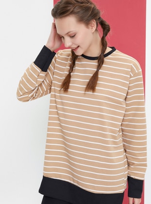 Stripe - Mink - Cotton - Sweat-shirt - Mirach