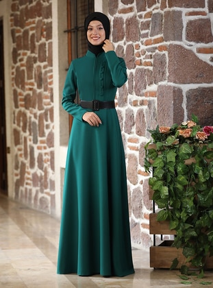 Emerald - Unlined - Crew neck - Modest Evening Dress - SEMRA AYDIN