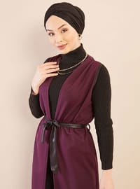 Purple - Unlined - V neck Collar - Vest