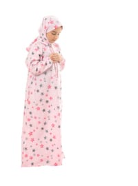 Practical Zipper Printed Girl's Prayer Dress Pink