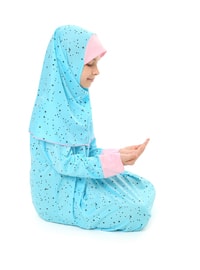 Girl's Prayer Gown Turquoise With Star Patterned Cuffs