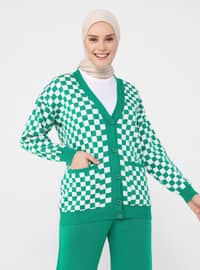 Green - Checkered - Unlined - Knit Suits