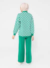 Green - Checkered - Unlined - Knit Suits