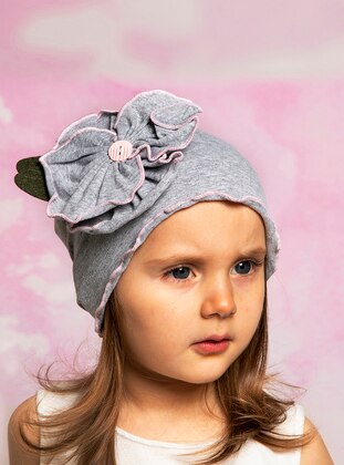 Floral - Unlined - Gray - Beanie - Babydora