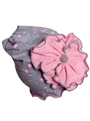 Floral - Unlined - Gray - Pink - Baby Beanies