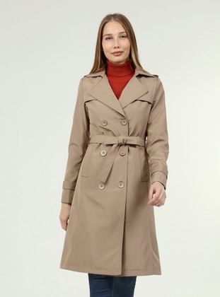 Mink - Fully Lined - Double-Breasted - Trench Coat - Jamila