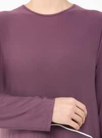 Purple - Unlined - Crew neck - Plus Size Dress