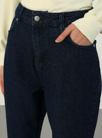 Boyfriend Jeans With Cuff Detail Navy Blue