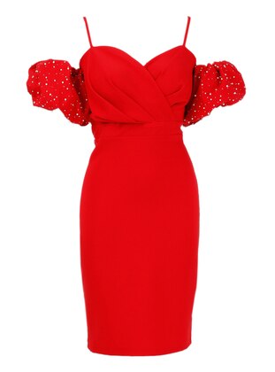 Unlined - Red - Evening Dresses - Drape