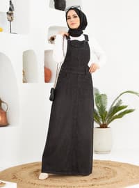 Unlined - Black - Cotton - Skirt Overalls