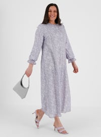 White - Lilac - Multi - Fully Lined - Crew neck - Plus Size Dress