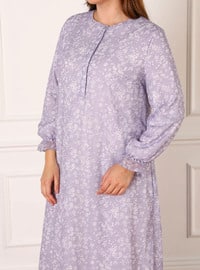 White - Lilac - Multi - Fully Lined - Crew neck - Plus Size Dress