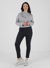 Plus Size Natural Fabric Jeans Pants Gray