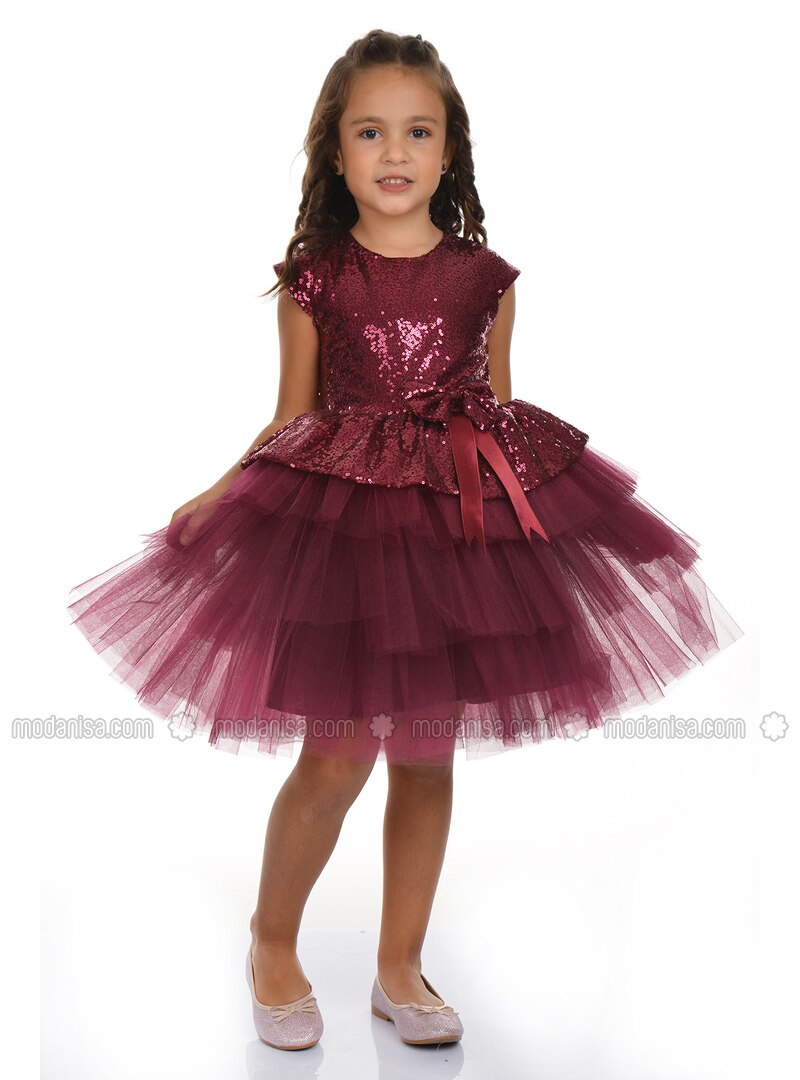 Maroon - Girls` Evening Dress