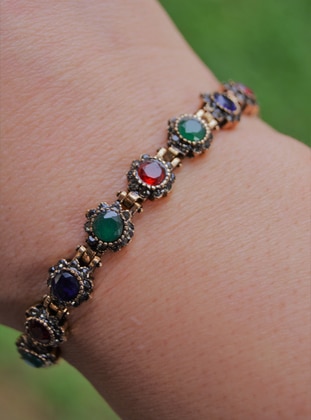 Black Diamond And Sapphire Ruby Emerald Bracelet Multicolor