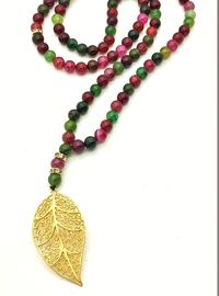 Agate Stone Prayer Beads Necklace Red