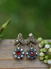 Bronze Ruby and Zircon Stone Earrings Winter