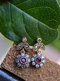 Bronze Ruby and Zircon Stone Earrings Winter