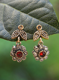 Bronze Ruby and Zircon Stone Earrings Winter