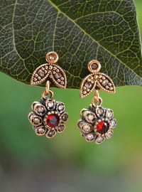 Bronze Ruby and Zircon Stone Earrings Winter