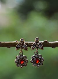 Bronze Ruby and Zircon Stone Earrings Winter