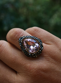 Pink Crystal Stone Handmade Ring