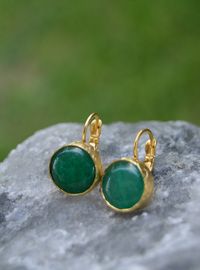 Green Stone Gold Earrings Green