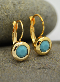 Turquoise Mini Earrings - Gold