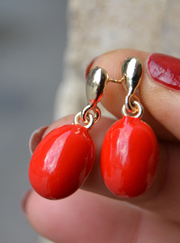 Red Enamel Earrings