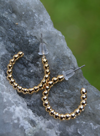 Golden Beaded Hoop Earrings