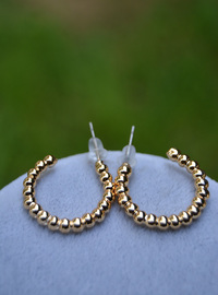 Golden Beaded Hoop Earrings