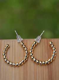 Golden Beaded Hoop Earrings