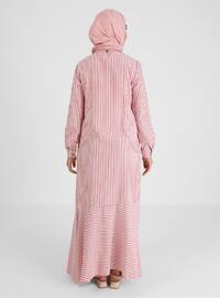 Striped Modest Dress Rose Color