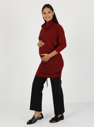 Maroon - Shawl Collar - Maternity Tunic / T-Shirt - Gaiamom