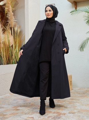 Navy Blue - Fully Lined - Shawl Collar - Trench Coat - Neways