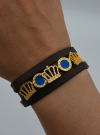 Multi-Row Leather Bracelet Gold Detail Multi-Color
